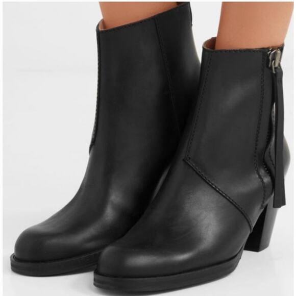 Acne Studios Pistol Boot Leather Almond Toe Size Zip Ankle Boots Black Size 41 - Picture 1 of 12